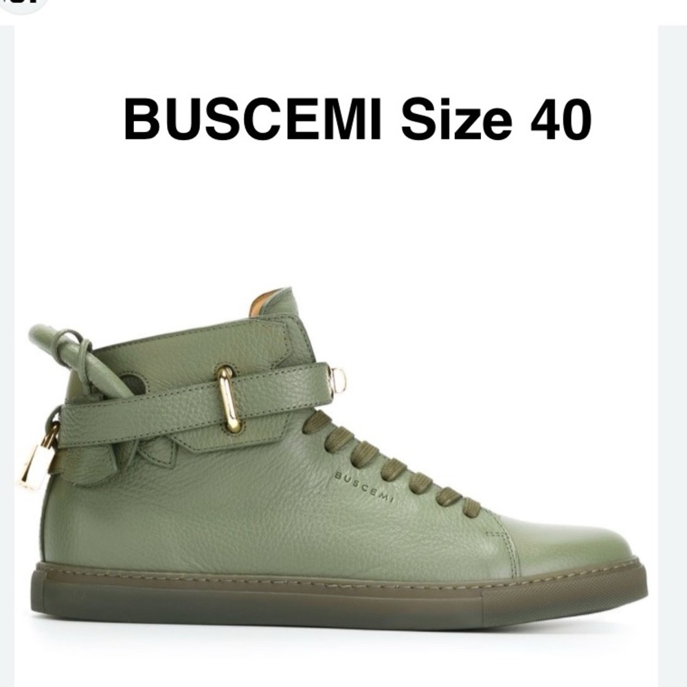BUSCEMI Mens Gray/Green Hi-Top Sneaker Size 40 ⭐️⭐️⭐️⭐️